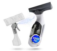 CLEANmaxx Set di aspiratori per finestre a batteria, 2000 Pa, 30 minuti | Detergente elettrico per finestre con testina di pulizia da 28 cm, flacone spray, ricarica USB-C, serbatoio da 150 ml e 2