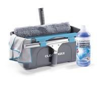 CLEANmaxx Set di lavavetri, set da 7 pezzi, per superfici in casa e auto, con estrattore per finestre, lavavetri, detergenti, salviette, secchi e 2 supporti per tergicristalli e estrattori