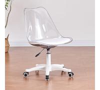 Clear Acrilic regolabile scrivania girevole e sedile di vanità senza braccio - sedia a rotolamento a metà schiena ergonomica per home office moderno mobile per computer mobili sedia task elegante