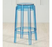 Clear Acrylic Backless Stackable Barstool for Kitchen Bathroom Living Room Bedroom and Office Navy Blue Modern Design 18" Height(Clear transparent,65cm/26inch)
