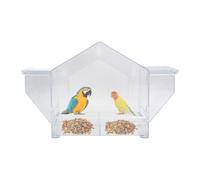 Clear Acrylic Bird Window Feeder, Horizontal Design with Squirrel Proof Features, Pet Food Storage for Macaws, Sparrows, and Wild Birds, Outdoor Feeding Station, 13.39x8.07 Inches