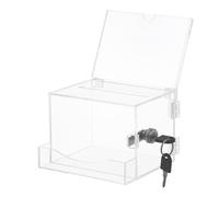 Clear Acrylic Box - Transparent Donation Box with Secure Lock, Lightweight Portable Suggestion Holder, Clear Ballot Container, Sturdy Acrylic Construction | Elegant Functional Design Community School