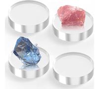 Clear Acrylic Display Blocks, 4-Piece Showcase Set, 3x3x1 Inch Polished Cubes, Versatile Jewelry Risers for Rings Bracelets Earrings, Elegant Gemstone and Figurine Stand, Durable Acrylic Display