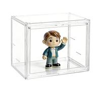 Clear Acrylic Display Case - Stackable Extra Thick Showcase with Magnetic Door | Removable Partition Transparent Box for Collectible Figurines Jewelry Shoes Purses Baseball Dolls, Durable Home