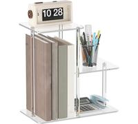 Clear Acrylic End Table 3-Tier Trasparente Storage Stand, Modern Small Space Furniture, 15 X 7.9 X 15.3 Inches, 1 Unit, Clear, for Entryway Hallway Bedroom Living Room Apartment Variety Spaces