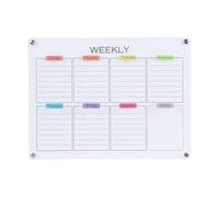 Clear Acrylic Weekly Planner Board with Magnets and Color Labels Dry Erase Schedule Organizer for Refrigerator and Home Office Kitchen Planning Minimalist Design