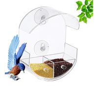 Clear Acrylic Window Bird Feeder, Strong Suction Cup Mount, Removable Leak-Proof Food Tray for Balcony, Indoor Viewing, Patio Garden, Kids Bird Watching Fun, 7.87x5.91x4.33 Inches