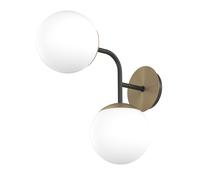 Clear Applique di TOP LIGHT in Metallo Ottone Nero Vetro Bianco 2 Luci