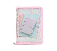 Clear Binder - 25 x 18 x 3 cm trasparente - A5 PVC Binder | Tear-Off Pre-Adhesive Notebook | Zippered Planner Organizer | Sticker Booklet for Small Items Storage