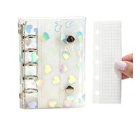 Clear Binder Cover - 7,5 Pollici Trasparenti Coperture per Notebook Foglia Larga | Budget Notebook Pvc Budget Casing Heart Pattern | Progetto Plan Cover Double Closure Replaceable Case. Pvc Metal.