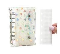 Clear Binder Cover - Cover trasparente da 7,5 pollici per fogli sciolti | Pvc Budget Notebook Casing Heart Pattern | Project Plan Cover Double Closure Replaceable Case. Metallo in PVC.