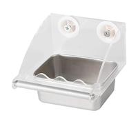Clear Bird Feeder, Parakeet Food Bowl, Anti-Slip Perch Design, Stainless Water Cup Feature, Easy Refill Setup, for Hummingbirds, Deck, Patio, Balcony, Indoor, Backyard Use