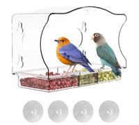 Clear Bird Meeder - Mucatore per uccelli per finestre, casa trasparente acrilica | Forti tappeti di aspirazione vassoio alimentare rimovibile per giardino cortile patio balcone outdoor selvatico uccel