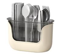 Clear Cutlery Holder - 3 Section Flatware Storage Caddy, Utensil Organizer Container, Practical Kitchen Countertop Storage Solution | For Farmhouse Cooking Dining Table Kitchen Organization Use