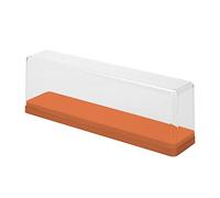 Clear Display Case for Figures, Strip Shaped Display Box, Transparent Stackable Doll Storage Box, Toy Storage Stand for Mini Action Figures Collectibles, Dust Proof (Orange)