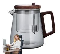 Clear Glass Teapot - Strainer Wood Handle Stove Pot, Heat Resistant Tea Kettle, Living Room Elegant Quality Teapot, Ideal for Brewing Loose Leaf Tea herbals, Infusions and Serving Guests at Home