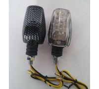 Clear Lens LED Indicators Universal Pair Motorcycle Metal Body Motorbike Carbon