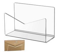 Clear Mail Organizer Countertop - File Organizer For Desk Clear, Letter Holder For Desk, Acrylic Mail Sorter Stand 6x2.5x4 Inches, Envelope Rack Storage, Desktop Paper Tray Home Office School Supplies