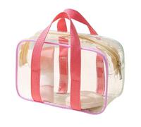 Clear Makeup Bag, Portable Airplane Cosmetic Pouch, Water Resistant Zipper Toiletry Organizer, Travel Case for Airport, Gym, School, Work, Beach, 7.87 x 3.15 x 4.33 pollici, Trasparente, multicolore