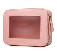 Clear Makeup Bag Travel Makeup Case Transparent Cosmetic Case Clear Travel Toiletry Bag for Women (A/Pink, M)