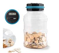 Clear Money Bank - Pentola per contatore di monete LCD, robusta salvaguardia | Vasetto da raccolta trasparente portatile con ampio spazio di apertura per la gestione personale dei fondi scrivania per