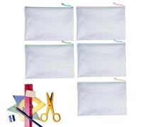 Clear Pouches with Zipper, A4 Mesh File Bag Set, 5-Piece Waterproof Storage Organizer, 12.99 x 9.17 Inch, Transparent Document Holder for Stationery, Classroom, Travel Accessories