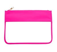 Clear PVC Pouch Waterproof Transparent Travelbag Cosmetics Brush Purse Plastic Zipper Toiletry Makeup Organizer(Rose red,S)