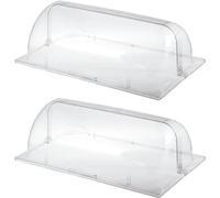 Clear Roll Top Chafing Coperture del Piatto 54x33x18cm, Durevole PC Plastic Food Display Cupola per Buffet Cateringa Festa di Nozze Pan Coperchio di 2
