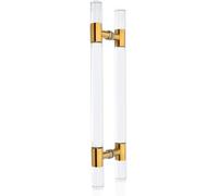 Clear Round Gate Handles Hardware for Exterior Interior Barn Doors, Acrylic Push Bar Double Sided Puller Easy to Install(Gold,120cm/47 inch)