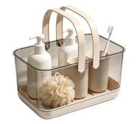 Clear Shower with Handle - Multi Purpose Drainage Storage Basket Bin | 11.02 x 7.28 x 5.51 Inch | Bathtub Basket Clear Large Capacity Storage | PET Organizer Bin with Drainage Holes for Bath, Dorm