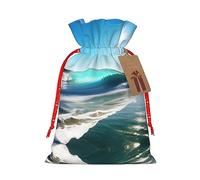 Clear Sky Wave Beach 1 pz borsa natalizia con coulisse 21,1 x 30 cm, borsa robusta per regali e oggetti essenziali per l'uso quotidiano