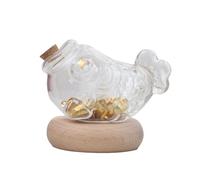 Clear Small Glass Money Bank, Transparent Piggy Jar Coin Storage, Decorative Fish Shaped Container for Teaching Kids Saving Habits, Teens Girls Gift Idea Home Desk Bedroom Display, 140g