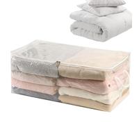 Clear Storage Container With Handle | Comforter Storage Bag - PE Metal Foldable 30x61x25cm |Large Clothes Quilts Toys Organizer Soft Waterproof Bag With Tag Window For Home Laundry Room Travel Use