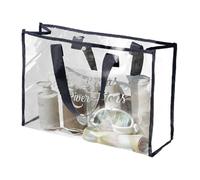 Clear Tote Bag - Borsa in PVC trasparente - Borsa per la spesa impermeabile | Ampio accessorio per carryall - adatto stadio grazie agli armadietti, pratico organismo da viaggio, Nero, vedi