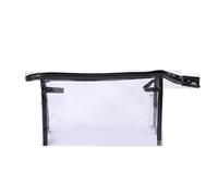 Clear Waterproof PVC Cosmetic Bag Organizer Women Makeup Wash Pouch Large Capacity Skincare Storage Bags(Black)