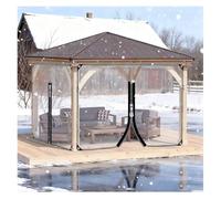 Clear Waterproof Tarpaulin with Zippered Door, Vinyl Porch Enclosure Outdoor Weatherproof Suitable for Patios Pergolas SHAARI(11x10ft/3.5x3.2m)