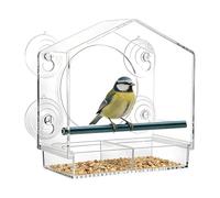 Clear Window Bird, Feeder Suction Cup Acrylic Box, Removable Tray with Drain Hole, Window Bird Feeder with Easy Mount Design, Food Box for Observation, Elderly Backyard Garden Patio Balcony Deck