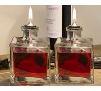 Cleararraft, coppia di bruciatori a forma di cubo, in vetro, per uso con olio per lampada inodore, perfetto come regalo di San Valentino o da tavola.