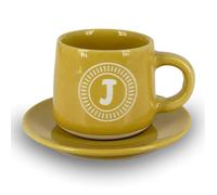 CLEARCO Tazzina da caffè con piattino e scatola - Lettera J
