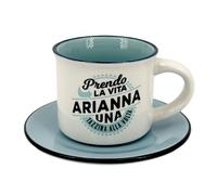 CLEARCO Tazzina da caffè in gres porcellanato personalizzata con piattino - Arianna