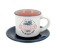 CLEARCO Tazzina da caffè in gres porcellanato personalizzata con piattino - Cristina
