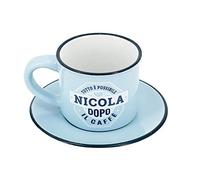 CLEARCO Tazzina da caffè in gres porcellanato personalizzata con piattino - Nicola