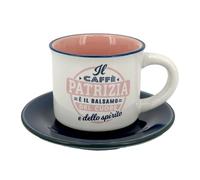 CLEARCO Tazzina da caffè in gres porcellanato personalizzata con piattino - Patrizia