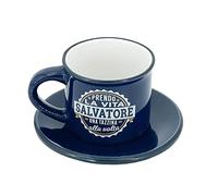 CLEARCO Tazzina da caffè in gres porcellanato personalizzata con piattino - SALVATORE