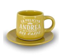 CLEARCO Tazzina da caffè personalizzata con piattino e scatola - Andrea