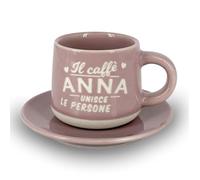 CLEARCO Tazzina da caffè personalizzata con piattino e scatola - Anna
