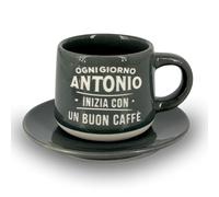 CLEARCO Tazzina da caffè personalizzata con piattino e scatola - Antonio