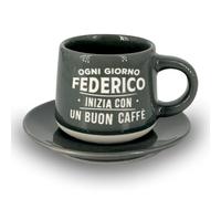 CLEARCO Tazzina da caffè personalizzata con piattino e scatola - Federico