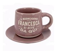 CLEARCO Tazzina da caffè personalizzata con piattino e scatola - Francesca