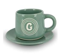 CLEARCO Tazzina da caffè personalizzata con piattino e scatola - Lettera G